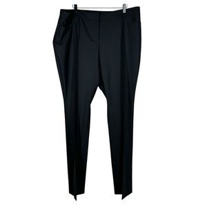 New Akris Punto Black Wool Slim Straight Leg Trouser Pants Stretch Wool Blend 16